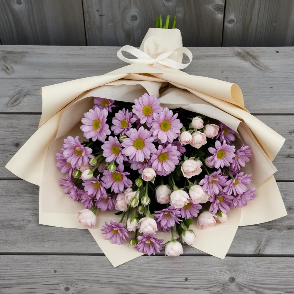 Букет цветов из: Розы и Хризантемы в Восточной