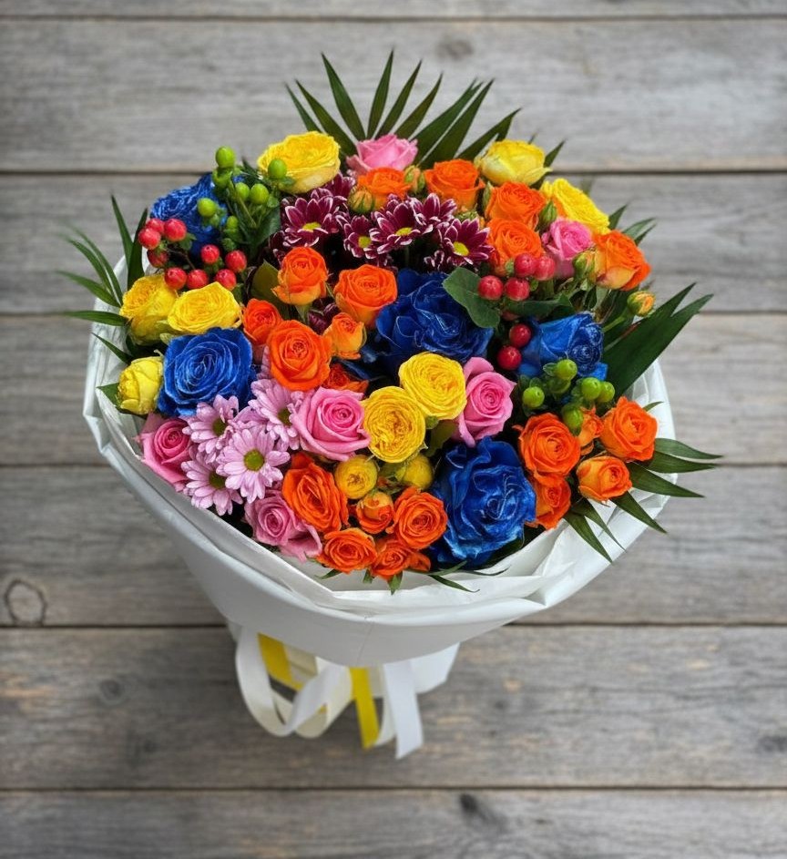 Букет цветов из: Розы и Хризантемы в Восточной