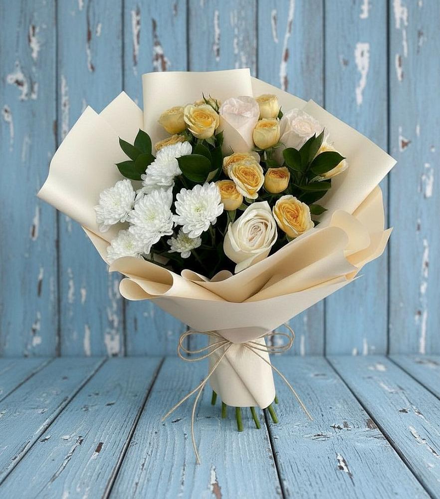 Букет цветов из: Розы и Хризантемы в Восточной