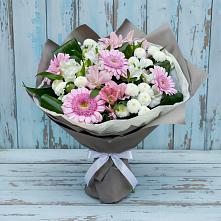 Букет цветов из:  Герберы, Альстромерии и Хризантемы #REPLACE_PRED# Восточной