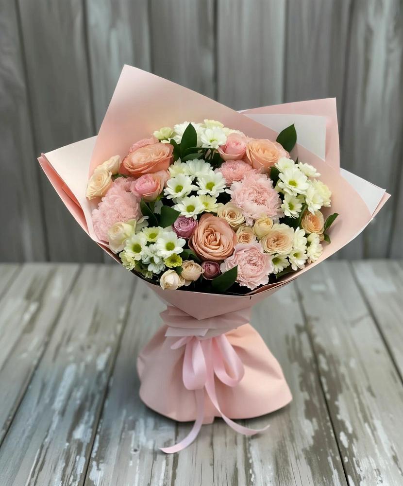 Букет цветов из: Гвоздики, Розы и Хризантемы в Восточной