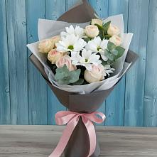 Букет цветов из:  Хризантемы и Розы #REPLACE_PRED# Восточной