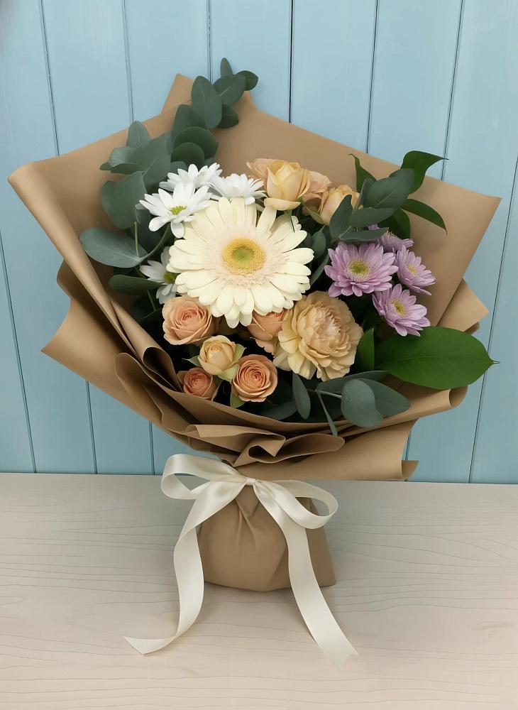 Букет цветов из: Герберы и Хризантемы в Восточной