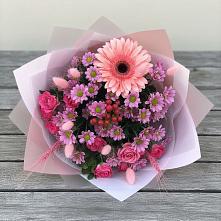 Букет цветов из:  Розы, Герберы и Хризантемы в Восточной