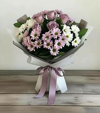 Букет цветов из:  Хризантемы и Розы в Восточной