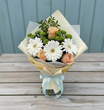 Букет цветов из:  Герберы, Розы и Хризантемы в Восточной