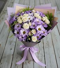 Букет цветов из:  Хризантемы и Розы #REPLACE_PRED# Восточной