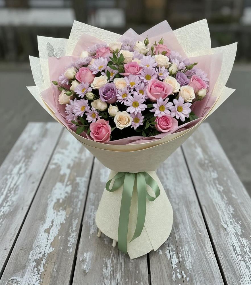 Букет цветов из: Розы и Хризантемы в Восточной